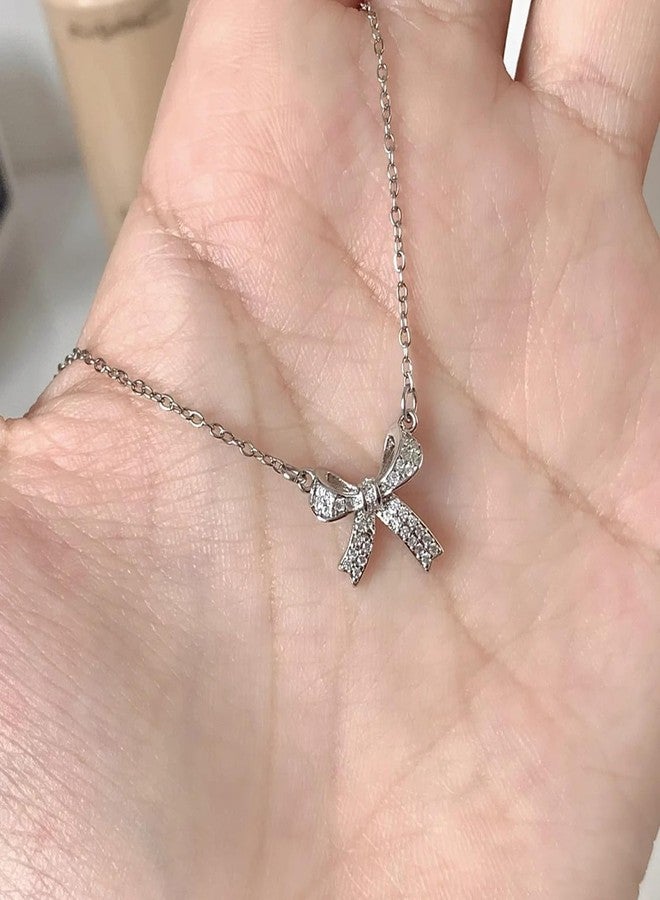 JAVARNV Bow Necklace Earrings Set for Women Gold Jewelry Set Rhinestone Pendant Necklace Gold Earrings Christmas Gifts for Stocking Stuffers - Image 4